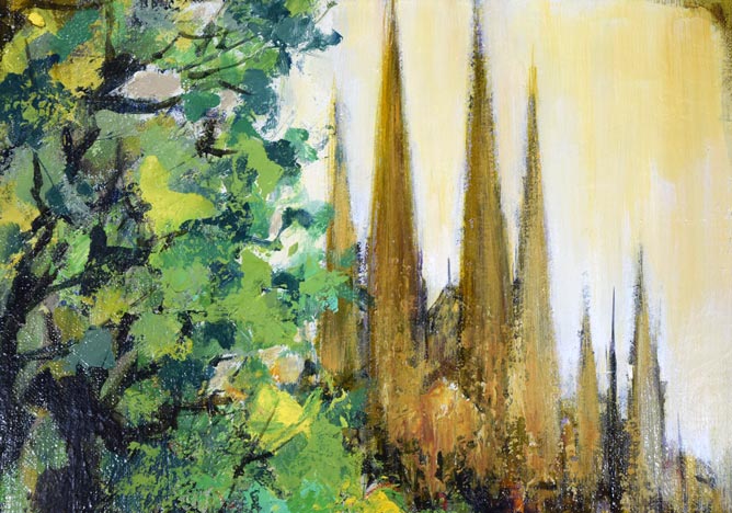 石岡剛「サグラダファミリア(バルセロナ)」油絵・F6号 拡大画像1