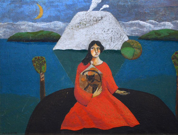 石崎正次「望郷」油絵・F6号 拡大部分