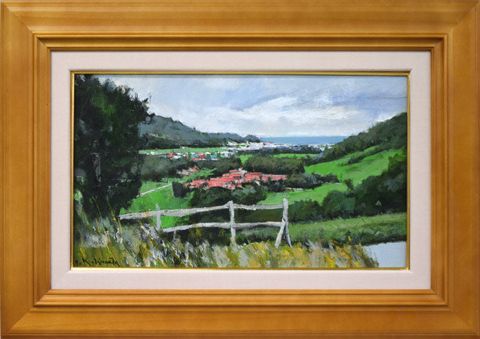 五十畑勝吉「日高種畜牧場」油絵・M6号