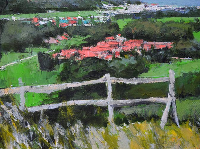 五十畑勝吉「日高種畜牧場」油絵・M6号 拡大画像2