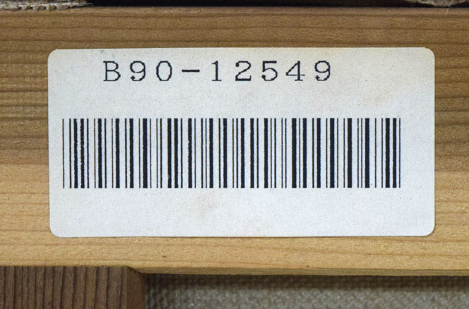 五十畑勝吉「日高種畜牧場」油絵・M6号 裏書き拡大画像2(「一枚の繪」管理番号シール)