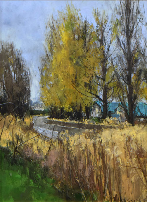 五十畑勝吉「北大附近」油絵・P8号 作品全体拡大画像