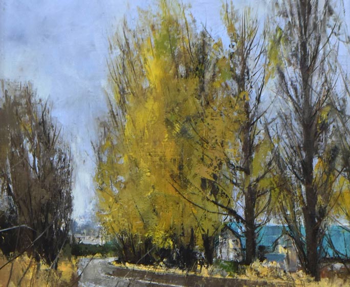 五十畑勝吉「北大附近」油絵・P8号 拡大画像1