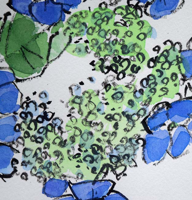 糸大八「あじさい」水彩画 拡大画像4