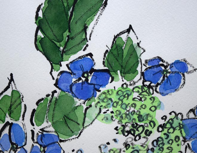 糸大八「あじさい」水彩画 拡大画像5