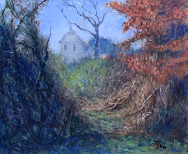 伊藤仁「晩秋木叢(こむら)」油絵・F20号 作品全体拡大画像