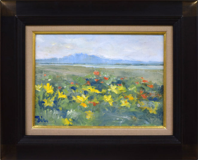 伊藤仁「小清水原生花園(斜里岳)」油絵・F4号