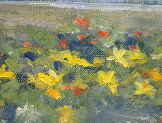 伊藤仁「小清水原生花園(斜里岳)」油絵・F4号 拡大画像3