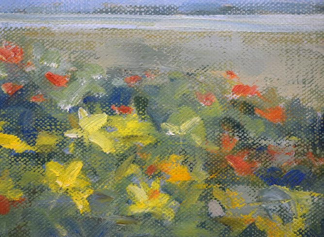 伊藤仁「小清水原生花園(斜里岳)」油絵・F4号 拡大画像4