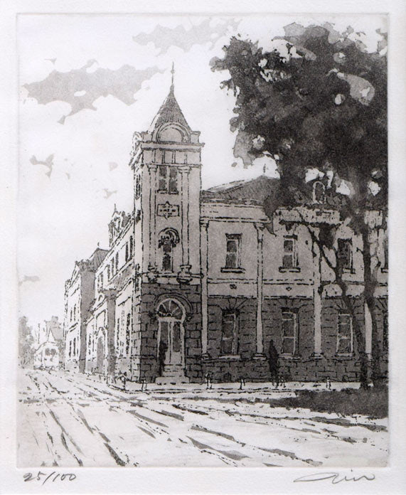 伊藤仁「北海道拓殖銀行本店旧社屋(たくぎん)」銅版画 作品全体拡大画像