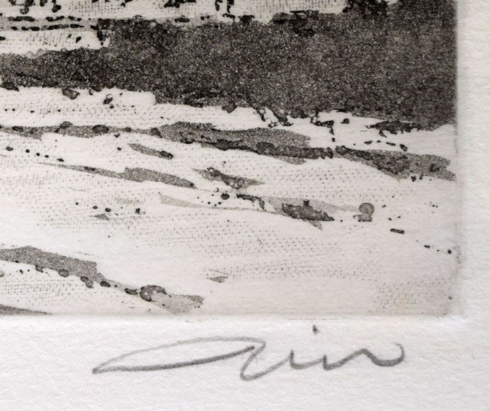 伊藤仁「北海道拓殖銀行本店旧社屋(たくぎん)」銅版画 本人直筆鉛筆サイン部分