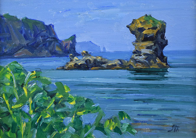 伊藤正「美国風景(積丹)」油絵・F4号 作品全体拡大画像