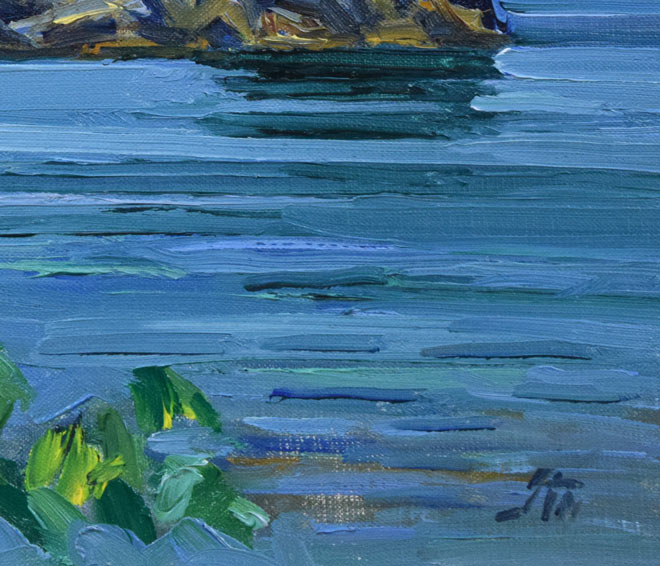 伊藤正「美国風景(積丹)」油絵・F4号 拡大画像4