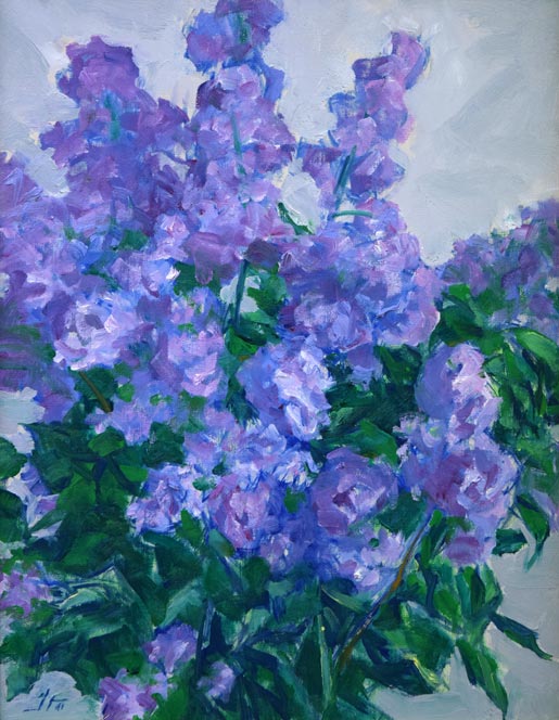 伊藤正「ライラック」油絵・F6号 作品全体拡大画像