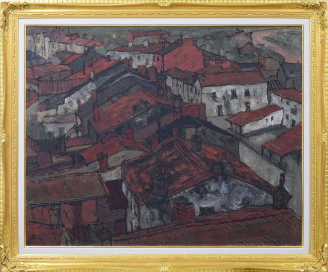 伊藤正「ロッシェルビェールの屋根(フランス)」油絵・F30号