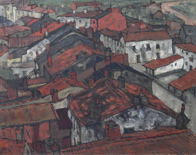伊藤正「ロッシェルビェールの屋根(フランス)」油絵・F30号 作品全体拡大画像