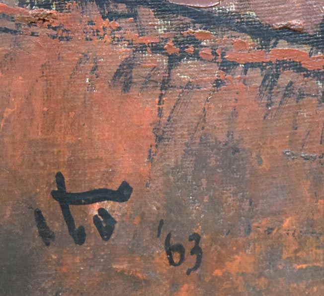 伊藤正「ロッシェルビェールの屋根(フランス)」油絵・F30号 サイン・年記(1963年作)拡大画像