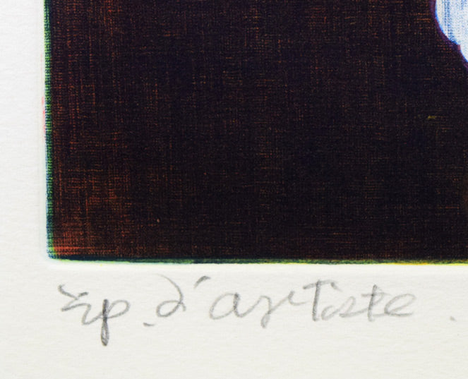 伊藤倭子「白百合」銅版画　本人直筆鉛筆サイン拡大画像