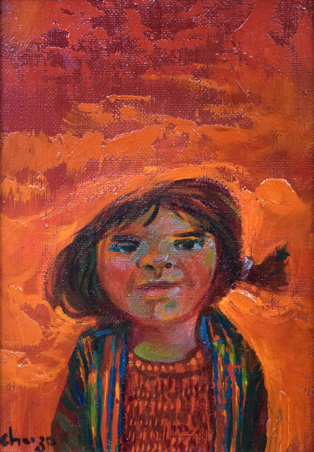 岩船修三「アイヌの少女」油絵・SM 作品全体拡大画像