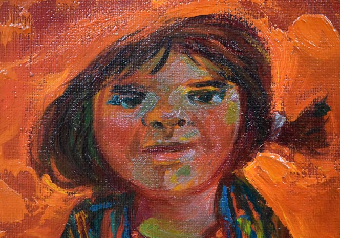 岩船修三「アイヌの少女」油絵・SM 拡大画像1