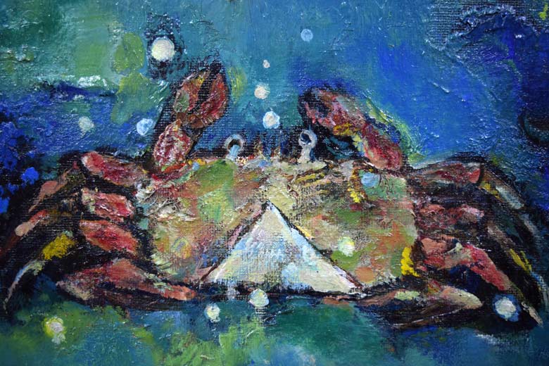 岩船修三「蟹」油絵・F6号 拡大部分