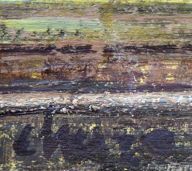 岩船修三「丘」油絵・F8号 サイン拡大画像