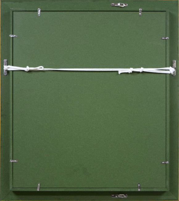 岩船修三「丘」油絵・F8号 額縁裏側画像