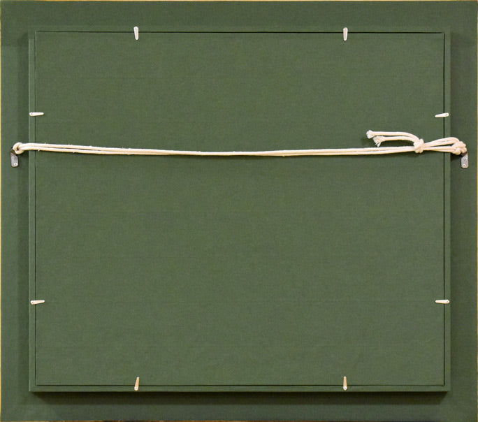 岩船修三「遊楽部川よりサランベ岳常円山を望む(八雲)」油絵・F10号 額縁裏側部分