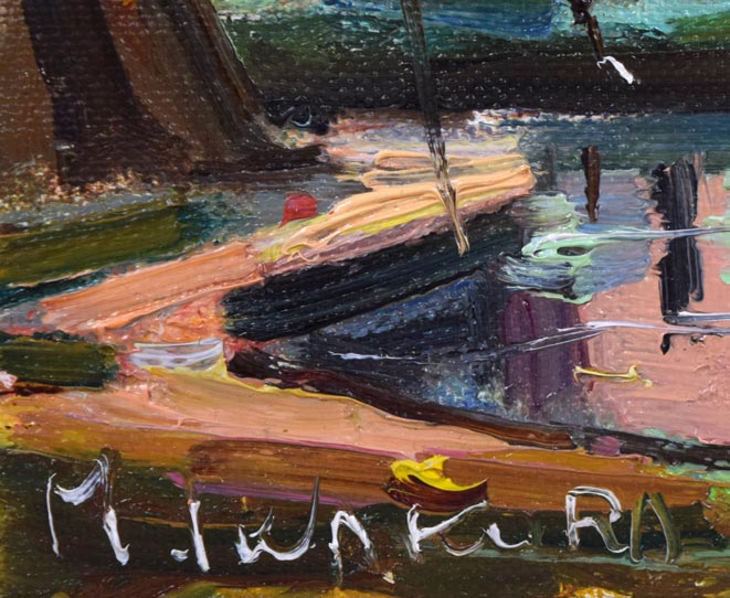 岩倉三喜生「道庁」油絵・F0号 サイン拡大画像