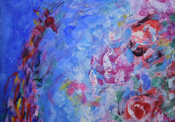 岩本英希「花束」油絵・F6号 拡大画像1