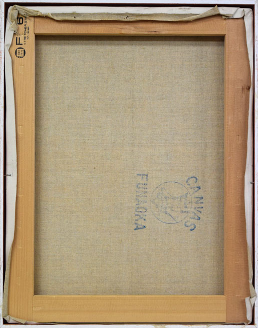 岩本英希「花と果実」油絵・F6号 キャンバス裏側画像