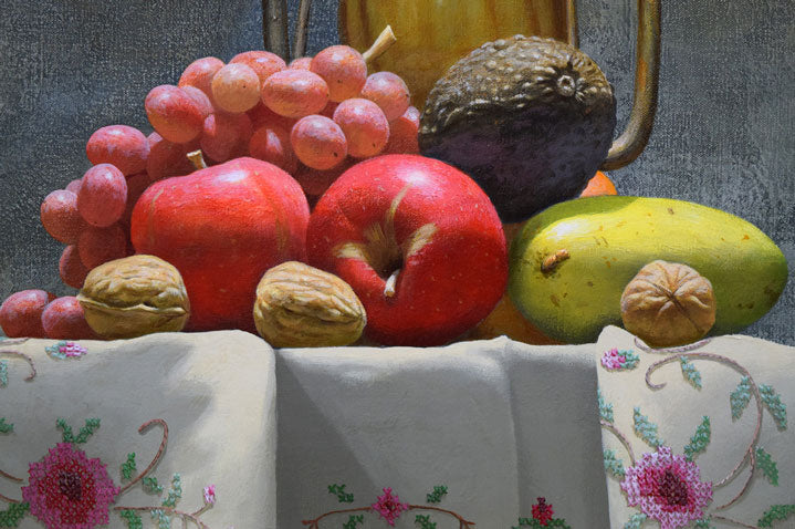 岩戸敏彦「ランプと果実」油絵・F10号 拡大画像2