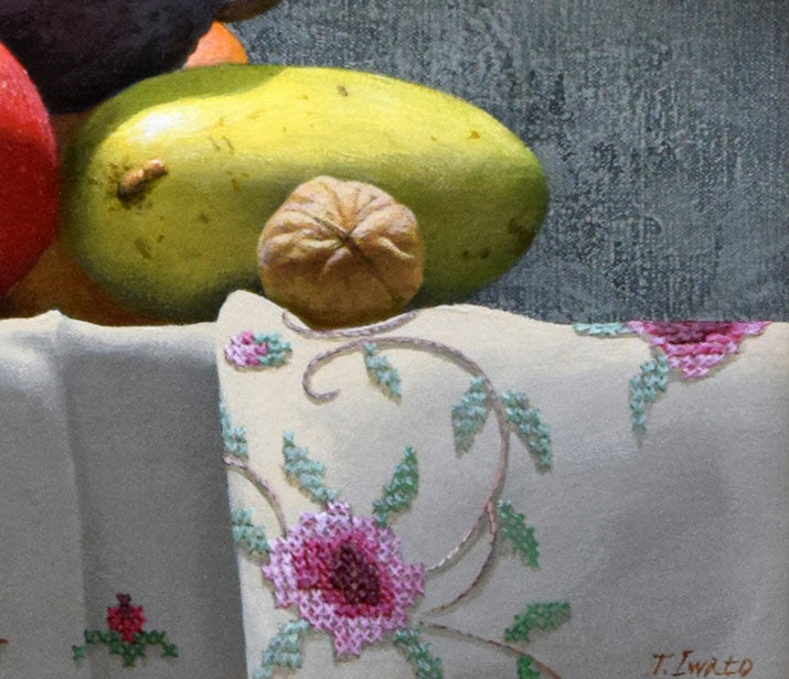 岩戸敏彦「ランプと果実」油絵・F10号 拡大画像3