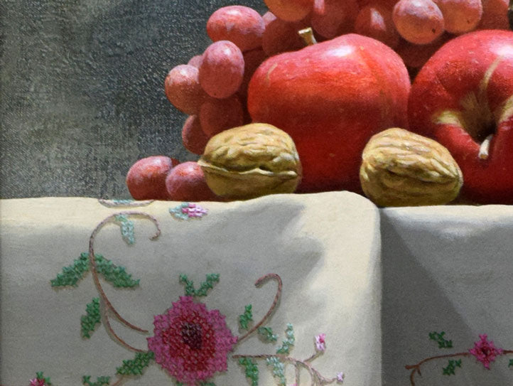 岩戸敏彦「ランプと果実」油絵・F10号 拡大画像4