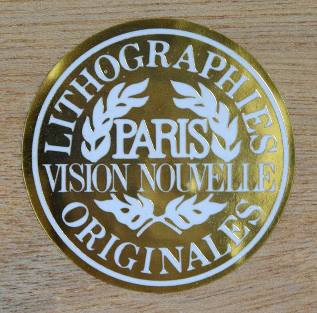 ジャン・ジャンセン(Jean Jansem)「ジェニー」リトグラフ 額裏シール拡大画像1