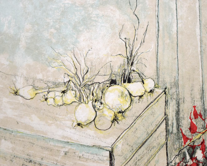 ジャンセン「ローマ秤のある静物」リトグラフ 拡大画像1