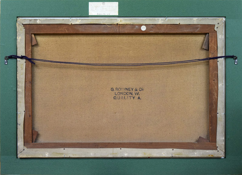 ジョージ W モート(GEORGE WILLIAM MOTE)「群れを気遣う羊飼い(19世紀英国絵画)」油絵・変形25号 額縁裏側部分