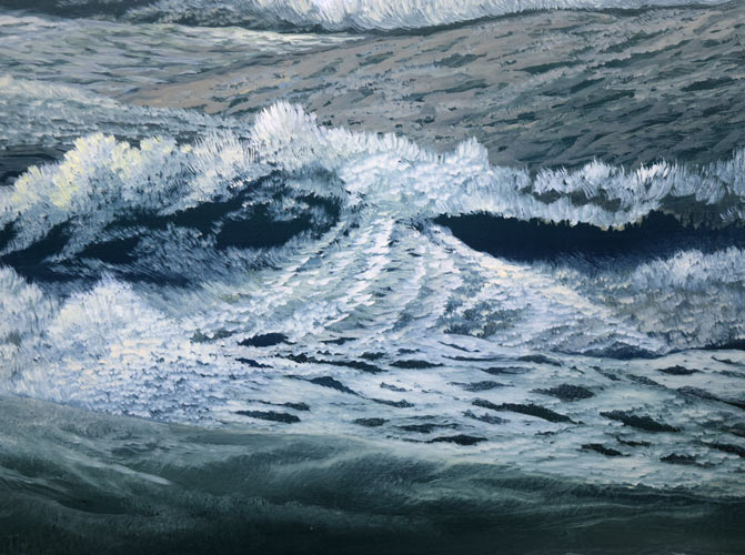 上代誠「海鳴り」油絵・P15号 拡大画像5
