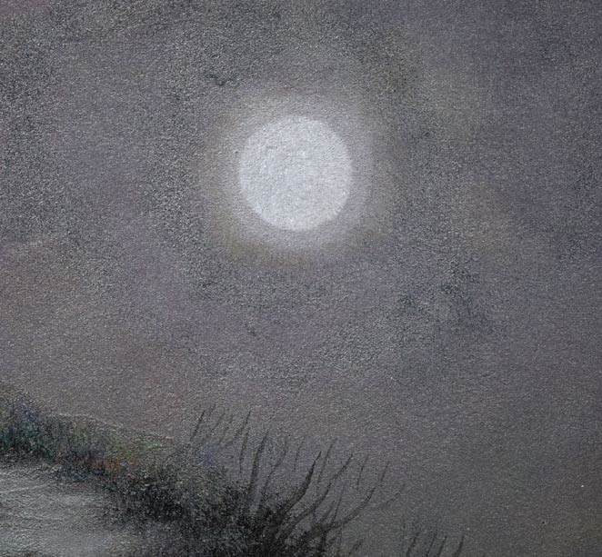 下保昭「峠の月」日本画・P4号 拡大画像2