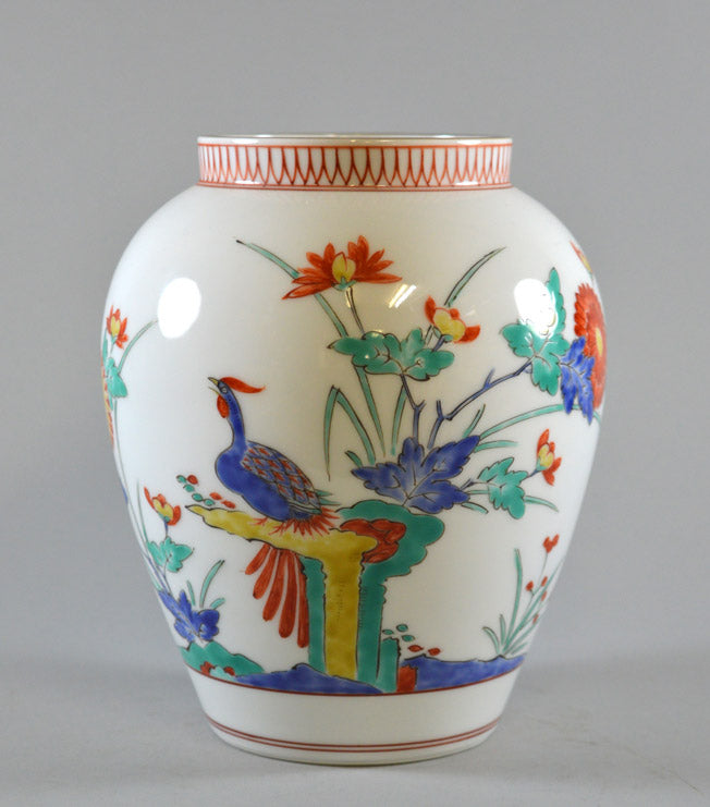 十三代 酒井田柿右衛門「錦菊鳥文花瓶」共箱 2