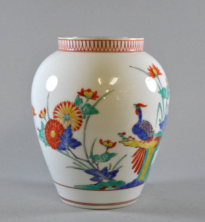 十三代 酒井田柿右衛門「錦菊鳥文花瓶」共箱 3