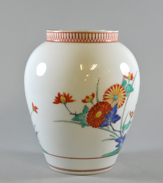 十三代 酒井田柿右衛門「錦菊鳥文花瓶」共箱 4