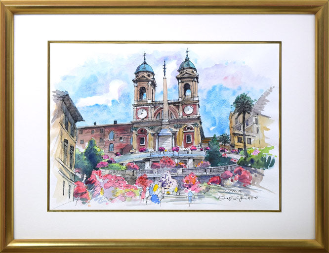 鶴十帆「ローマ」水彩画・10号