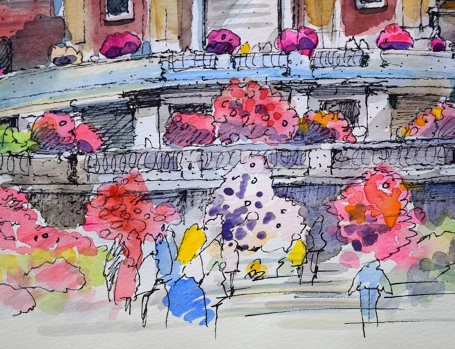 鶴十帆「ローマ」水彩画・10号 拡大画像2