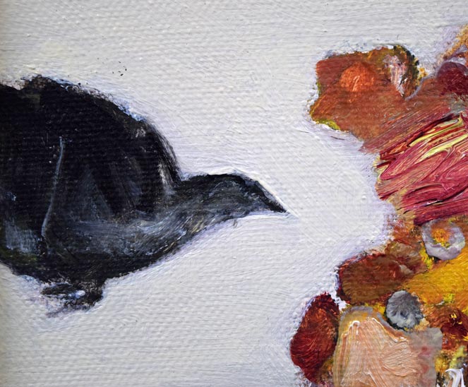 亀山良雄「花・鳥」油絵・SM 拡大画像2