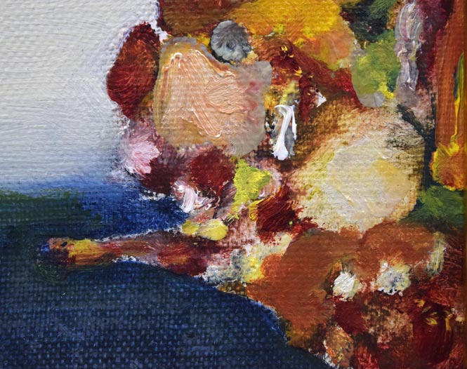 亀山良雄「花・鳥」油絵・SM 拡大画像3