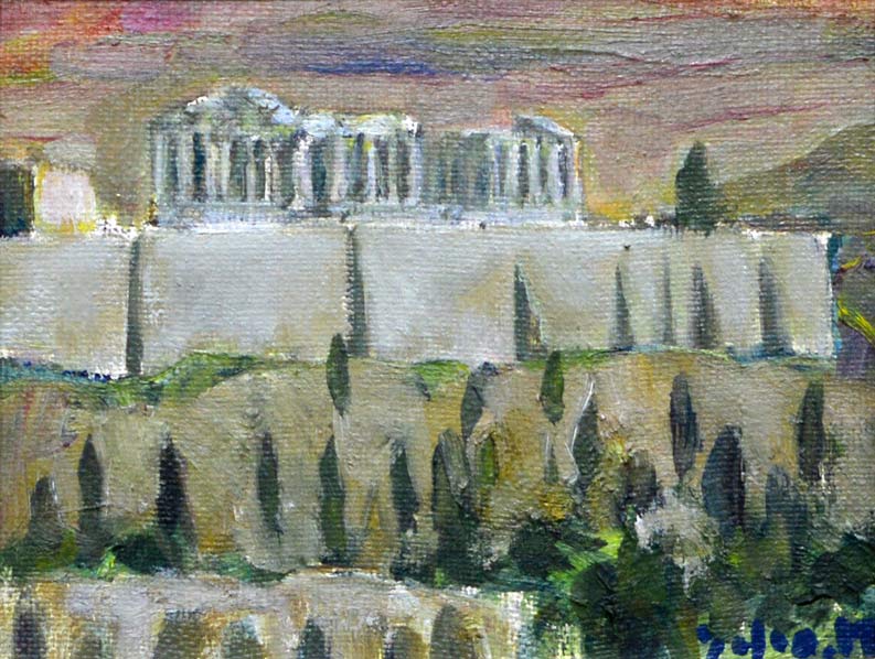 亀山良雄「パルテノン神殿」油絵・F0号 作品全体画像