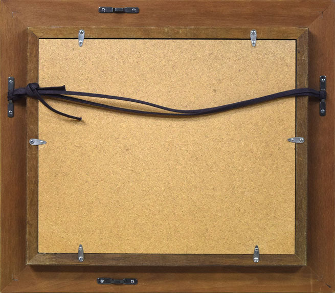 神近昭「蒜玉(サンギョク)と唐がらし」油絵・F3号 額縁裏側部分