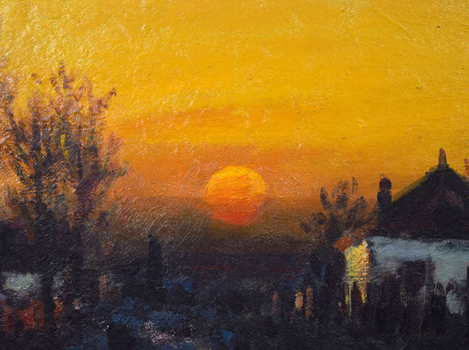 金子誠治「朝陽風景」油絵・F10号 拡大画像1