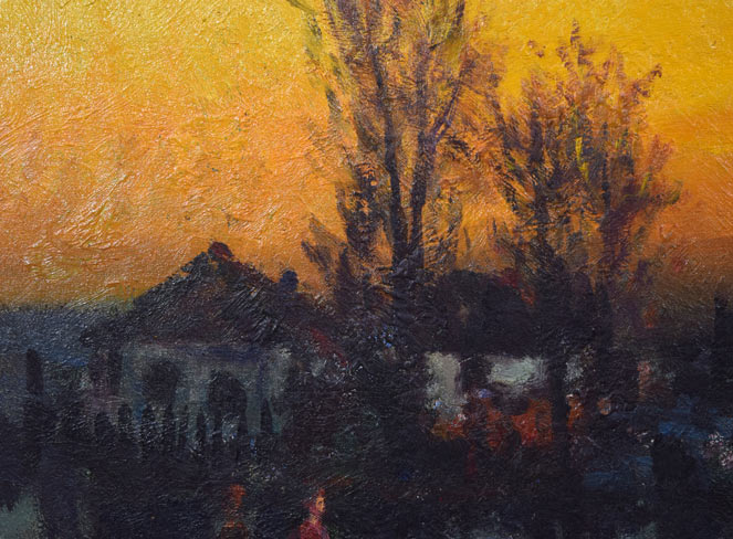 金子誠治「朝陽風景」油絵・F10号 拡大画像2